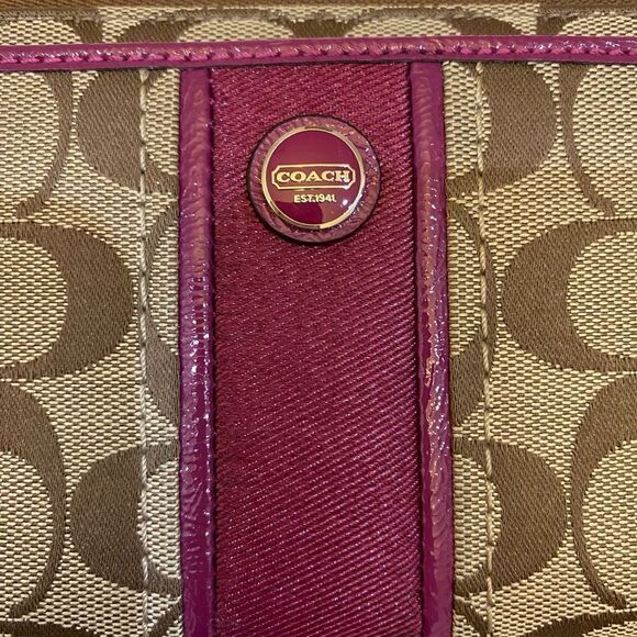 Coach Brown and Purple Wristlet Clutch - Picture 2 of 10